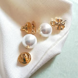 Pearl Logo Drop Earrings Gold