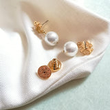 Pearl Logo Drop Earrings Gold