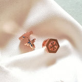 Hex Logo Stud Earrings (Rose Gold)