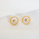 Rope Logo Gold And White Stud Earrings
