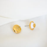 Rope Logo Gold And White Stud Earrings