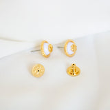 Rope Logo Gold And White Stud Earrings