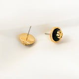 Rope Logo Black Gold Stud Earrings