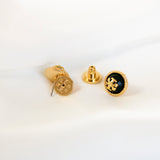 Rope Logo Black Gold Stud Earrings