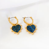 Semi Precious Heart Gold Earrings