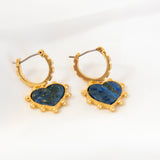 Semi Precious Heart Gold Earrings