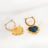 Semi Precious Heart Gold Earrings