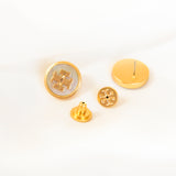 Semi-Precious Mother Of Pearl Logo Earrings