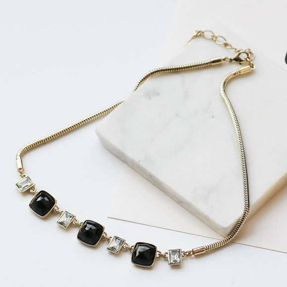 black square stone necklace