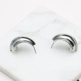 AK simple silver tone shining earrings