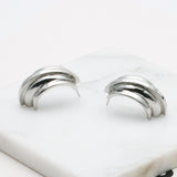 AK simple silver tone shining earrings